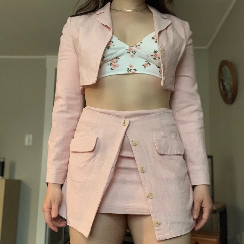Two-piece linen set | blazer & skirt